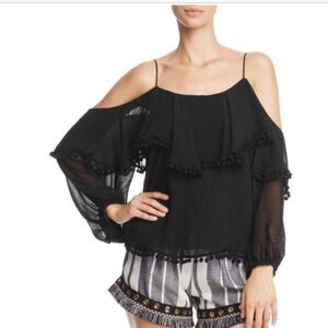 MISA Los Angeles Elisa Cold Shoulder Top Black